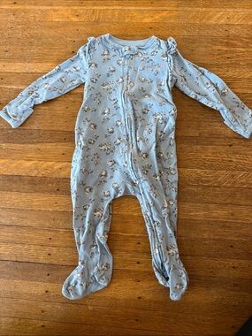 GAP organic Cotton Baby Blue Floral Zip-Front One-Piece 6-9 months